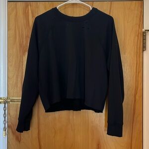 Aerie Cropped Distressed Sweatshirt